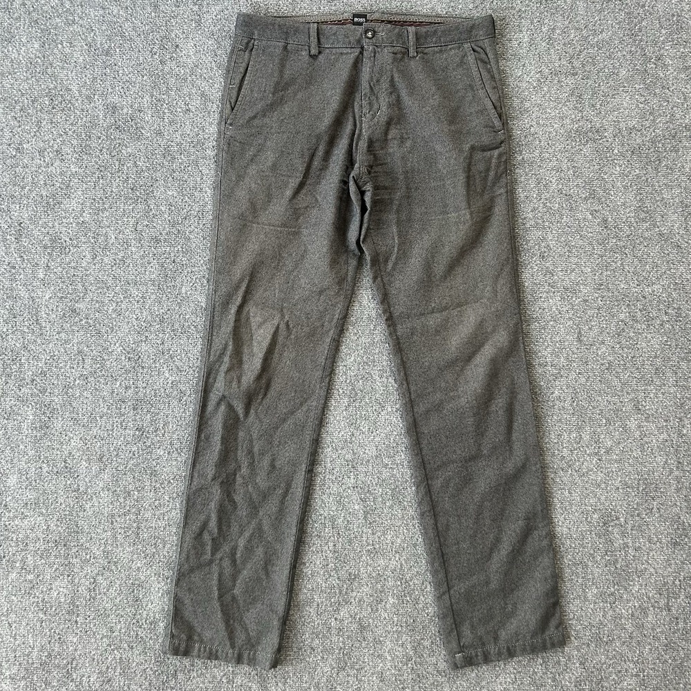 Hugo Boss Pants Men 34 X 33 Grey Bowery‎ Regular Fit Straight  Trouser Textured